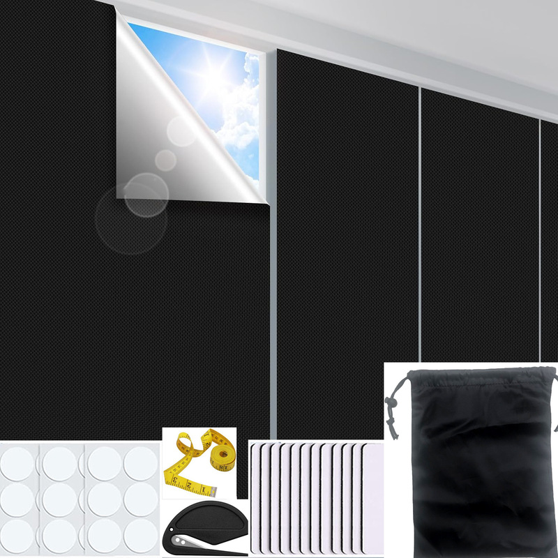 Cross-Border Portable Blackout Sheer Curtain Balcony Curtain No-Drill DIY Cuttable Black 420D Oxford Cloth Curtain