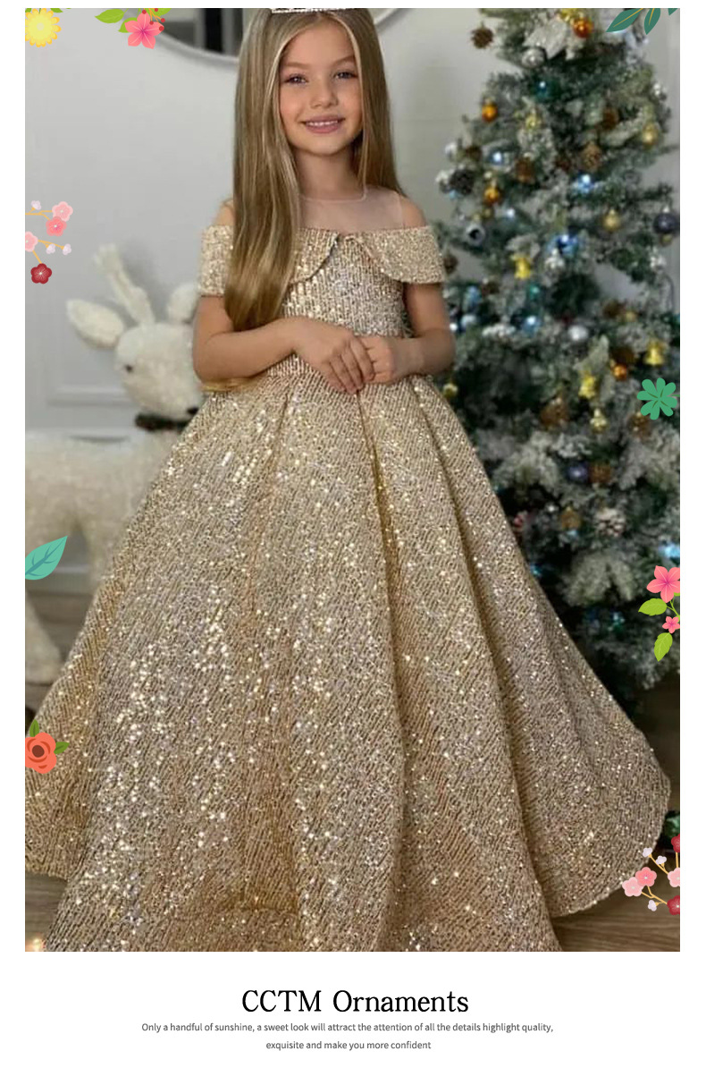 Rochie de prințesă cu paiete pentru fetițe la evenimente_voghion.com