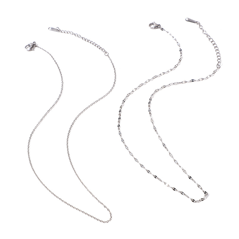 Moda transfronteriza versátil simple cadena de joyería cadena clavícula 40 + 5 larga cadena de acero inoxidable O cadena de labio de acero de titanio collar DIY