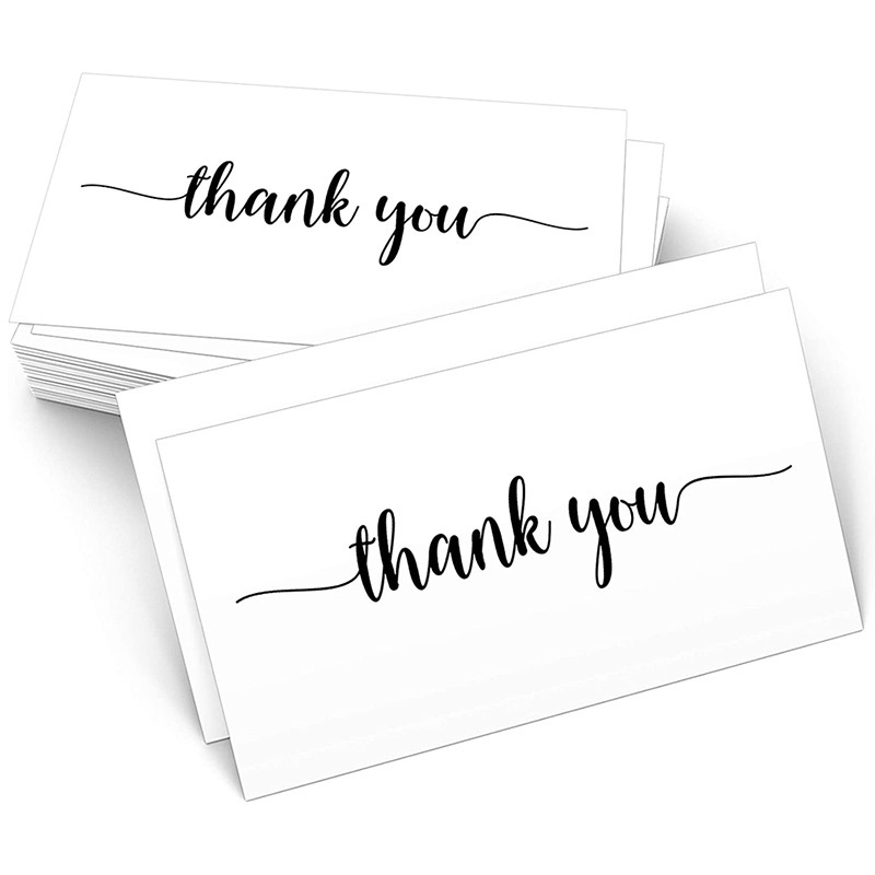 50 sheets/pack White thank you card thank you gift card simple holiday gift packaging decoration message greeting card