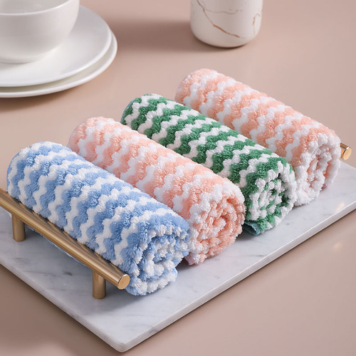 Dish towel household kitchen towel rag home cleaning table wiping non shedding water absorbent oil proof thick rag