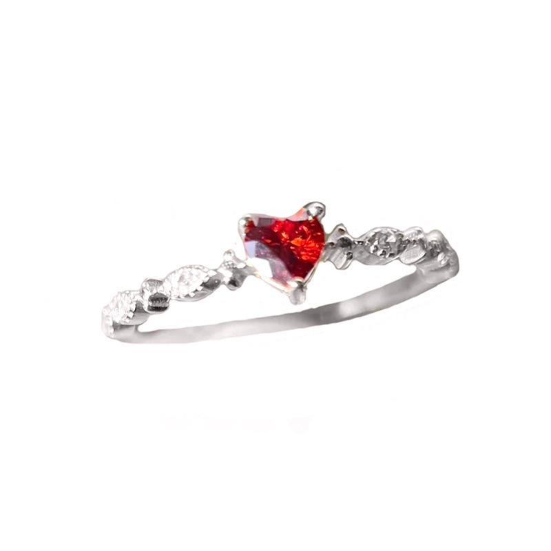 New Fashion Love Ruby Ring Ring Heart Shaped Diamond Zircon Ring_voghion.com