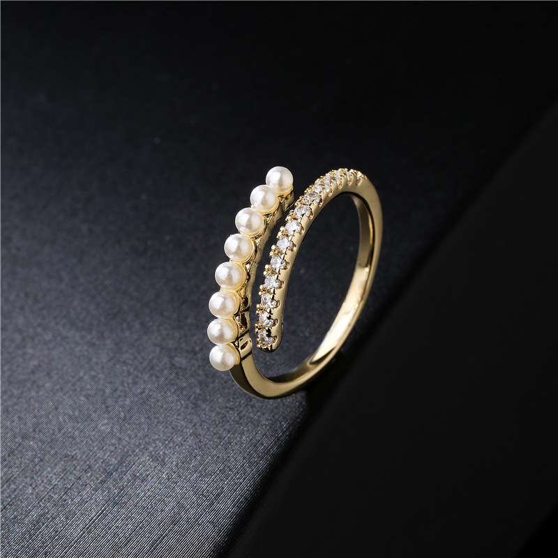 cross-border supply European and American gold imitation pearl copper micro-inlaid zircon geometric 