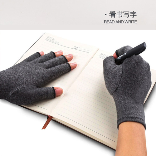 New half-finger pressure gloves, sports fitness training gloves, breathable hemp gray hand back style dotted gloves Amazon