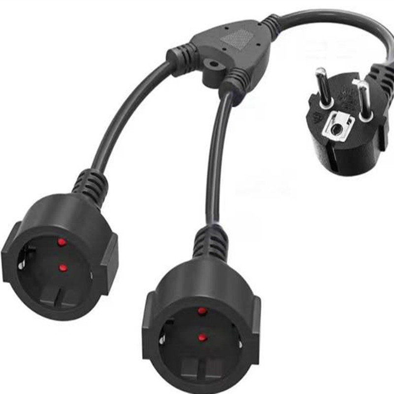 Free Shipping Custom Two Round Pin European Standard Plug Power Cord One Two German Socket End Wire and Cable