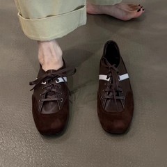 羊皮版~厚底芭蕾风德训鞋百搭复古学院风运动休闲鞋女款阿甘鞋潮