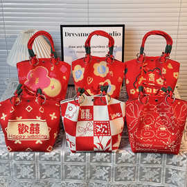 新年马年针织手拎包便携上班外出杂物大容量手提袋通勤托特小方包