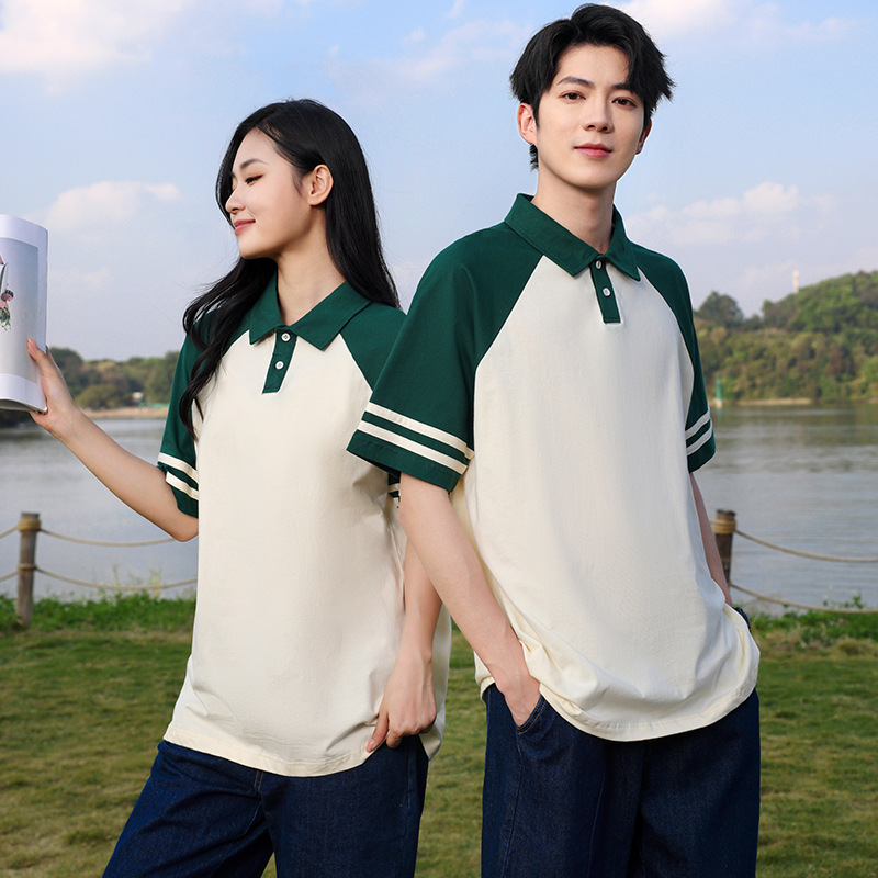 Camiseta de media manga con hombros caídos de algodón puro, polo de solapa raglán, ropa de clase de marca de moda, camisas publicitarias, ropa de trabajo, camisas culturales, personalización