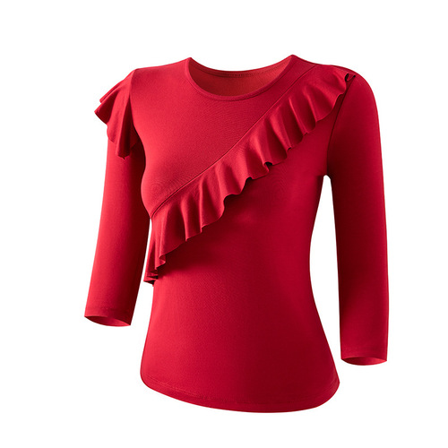 Modesty Dance Costume for Women Adult Modern Dance Practice Top with Long Sleeves, Square Dance Dress for Uploading