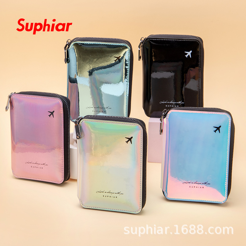 Nuevo bolso de viaje de moda láser, bolso de tarjeta pequeño multifuncional para viajes de verano, bolso de pasaporte para mujer casual de todo fósforo para hombres