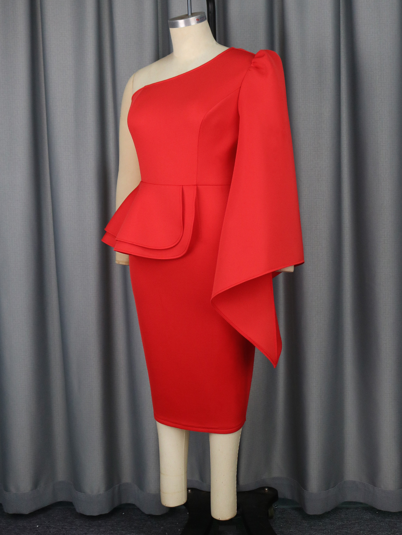 Abbigliamento da donna Sexy monospalla manica lunga grembiule fianchi plus size plus size personalità abito da banchetto_voghion.com
