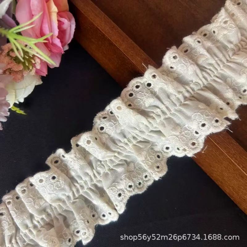 現物の多くの綿の刺繍のしわのレースの家庭用紡績の服装の補助材料の手作りのDIY布芸の白い杏色の卸売り