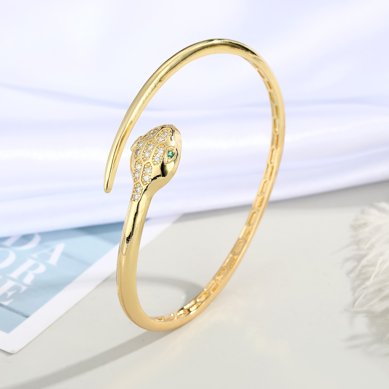 fashion diamond snake open bracelet