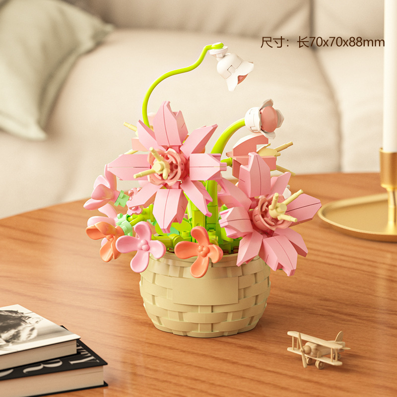 Caja de flores compatible con palabras clave de alta rosa bloques de construcción buquete de flores inmortales juguetes de ensamblaje ornamentos hechos a mano regalos de Año Nuevo