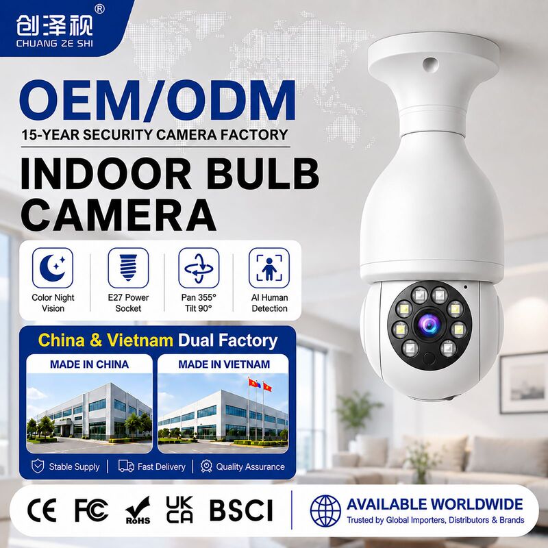 Cross-Border Household 5g Light Bulb Camera, Factory Hot-Selling Model, High-Definition Night Vision, Wireless E27 Lamp Holder, Icsee Ptz Surveillance