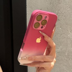 高级感渐变色水晶镜头适用iPhone16手机壳15纯色14情侣13新款12