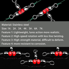 Japanese-style new three-prong swivel ring with 8-word ring, red bead three-prong swivel ring, offshore fishing connector, outdoor fishing accessories