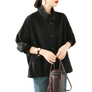 Cross-Border 2025 Spring & Fall New Loose Casual Versatile Long-Sleeved Tops Korean Style Literary Short Women's Cardigan Jackets