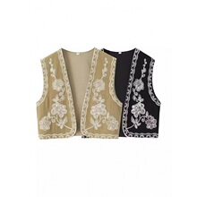 跨境欧美风外贸批发女装新款ZRA现货刺绣短背心