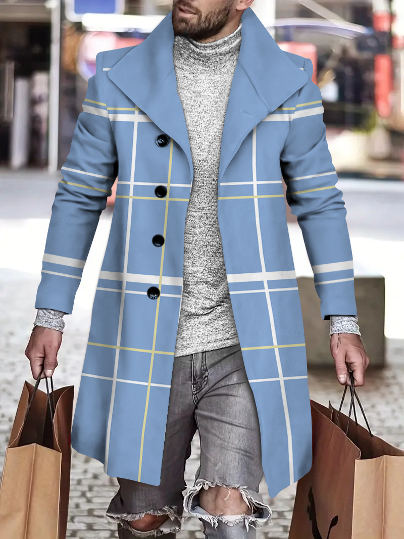 Abrigo a cuadros para hombre 2024 nuevo producto comercio exterior chaqueta wish estación europea Amazon rompevientos AliExpress lana al por mayor