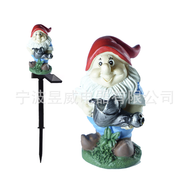 Nuevo solar Navidad muñeco de nieve enano resina césped jardín lámpara vacaciones jardín paisaje atmósfera lámpara