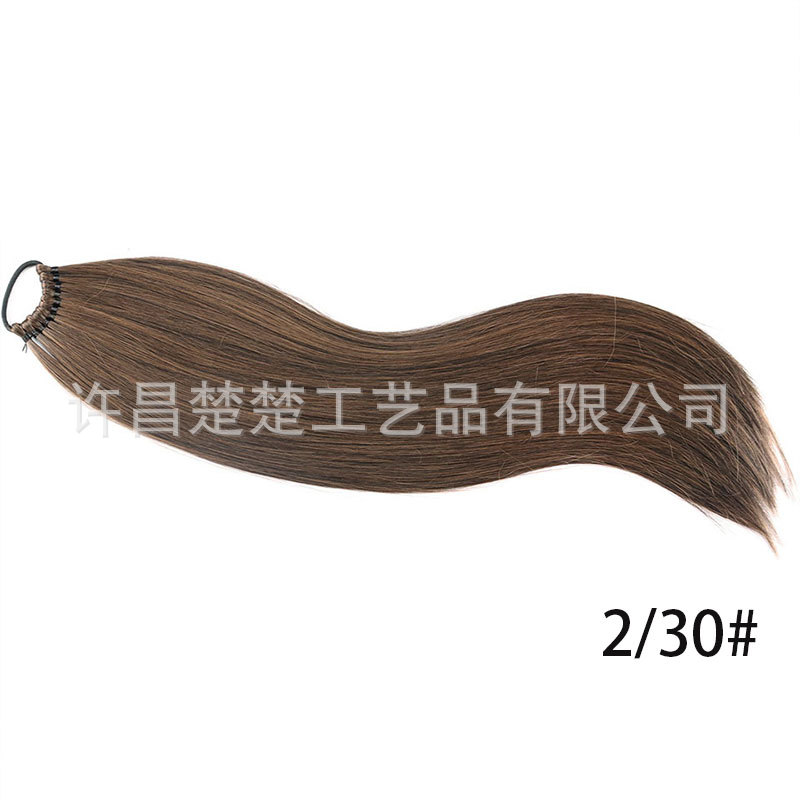 Comercio exterior transfronterizo peluca europea y americana cola de caballo pelo largo y liso cola de caballo sintética extensión de cabello cola de caballo de mujer trenzas falsas al por mayor