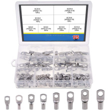 跨境专供 125PCS船用级重型镀锡铜线凸耳电缆端孔眼 SC 环端子