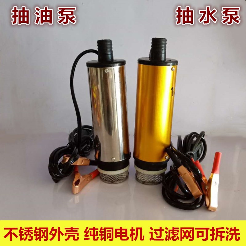 电动抽油泵12V小型手动潜水泵家用便携式带滤网加油机柴油泵24V