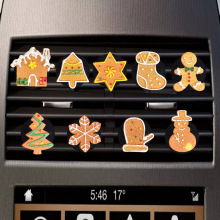 新款圣诞节饼干圣诞树袜子雪人汽车香水装饰夹子车载空调出风口