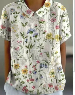 Fuente de fábrica de comercio exterior estación independiente de burbujas de verano monzón camisa de manga corta camisa de flores