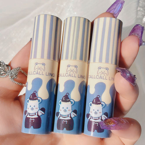2024 three-pack new Hug Bear matte matte lip mud lip glaze lipstick student affordable cross-border lip glaze