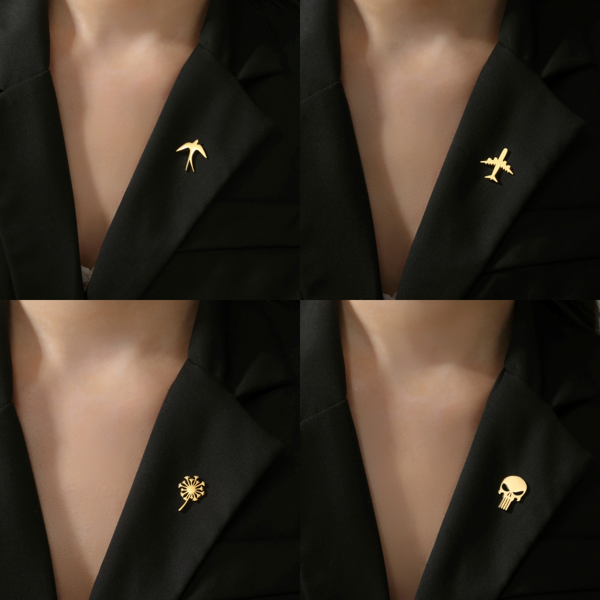 Cross-Border Hot-Selling Versatile Titanium Steel Pendant Dandelion Jewelry Accessories Vase Plant Stainless Steel Brooch Suit Accessories