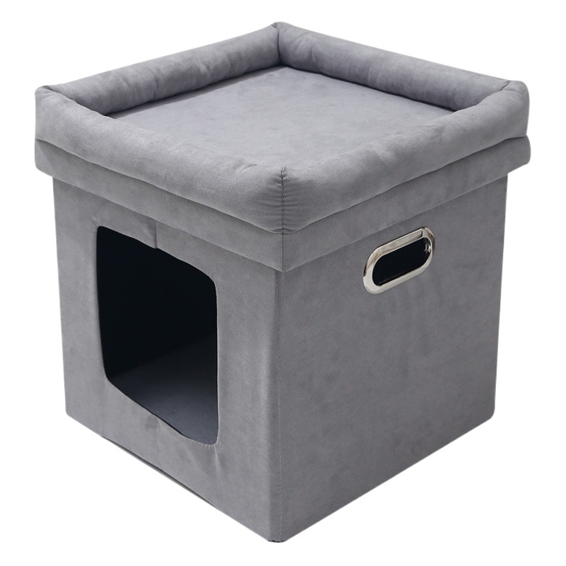 Nido para gatos plegable de doble capa, tienda de campaña, villa para gatos de fieltro, nido para gatos popular transfronterizo universal resistente al desgaste y a los arañazos para las cuatro estaciones