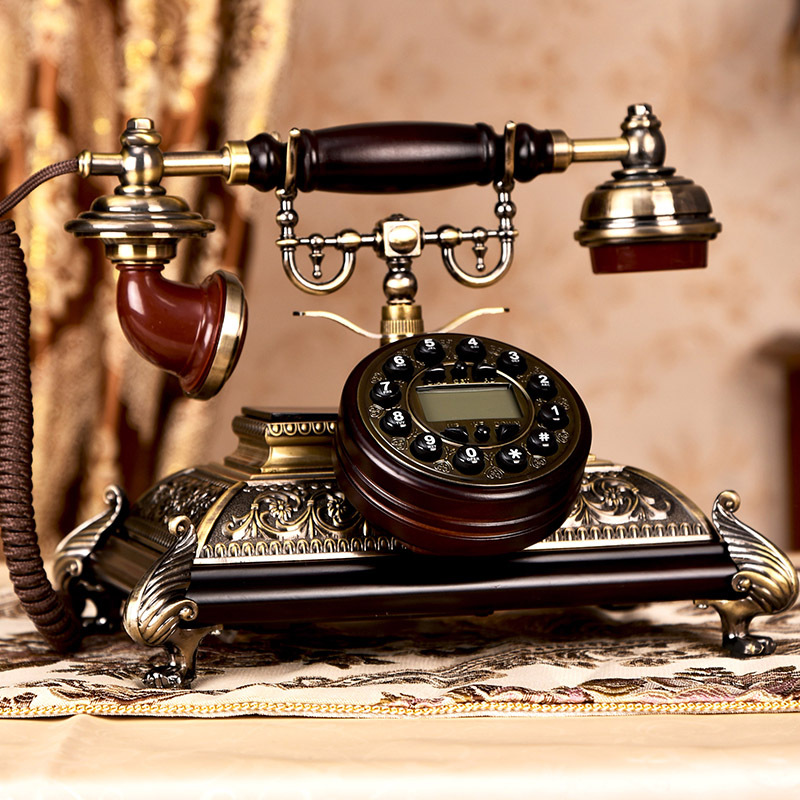 别墅欧式仿古电话机座机家用实木复古时尚创意老式电话无线插卡