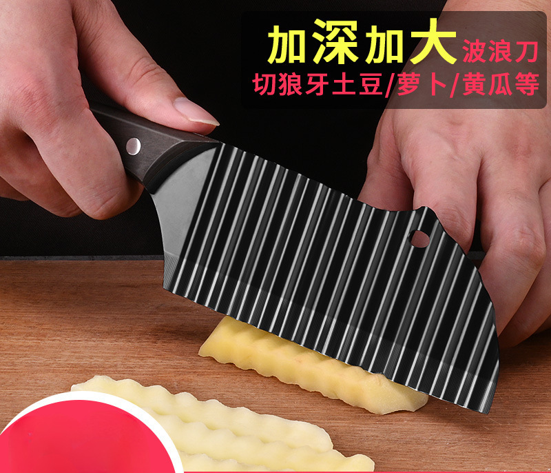 Patata 304 ondulado regalo cortar cortes de patata cuchillo de corte de patata fábrica directa cuchillo de patata ondulado