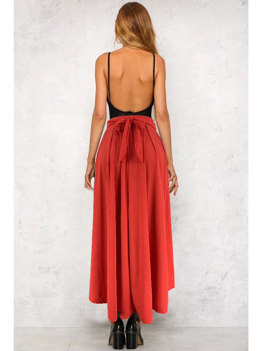 Fashion commuter wish independent station foreign trade sales European and American clothing solid color large swing belt skirt ready stock_vogarts.com