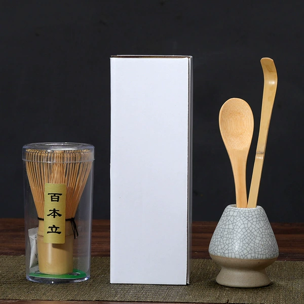 Moon white + open textured tea spoon stand + 100 ben stand + bamboo spoon + tea puller + box