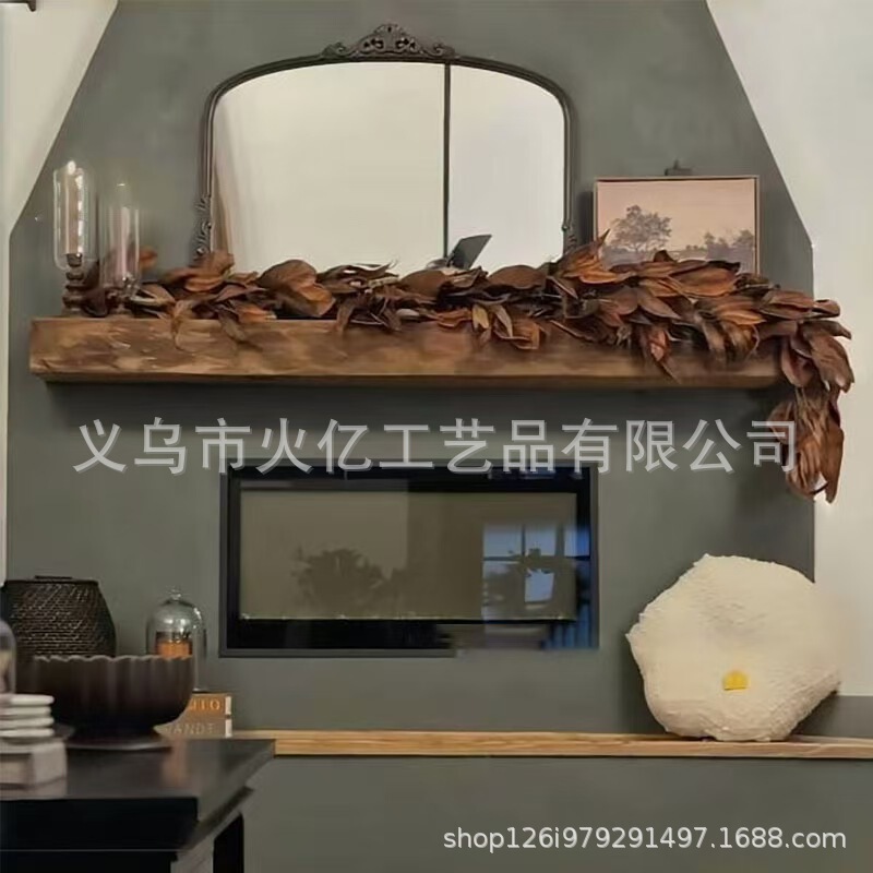 跨境热销Brown Magnolia Leaf Garland棕色木兰叶花环圣诞节花环|undefined
