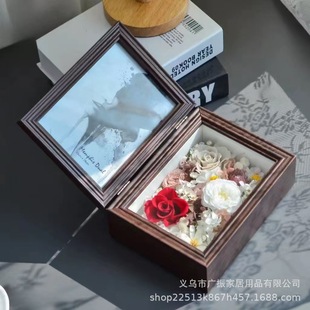 Three-dimensional hollow eternal flower rose photo frame MDF table factory direct seven-inch picture frame doll storage wholesale