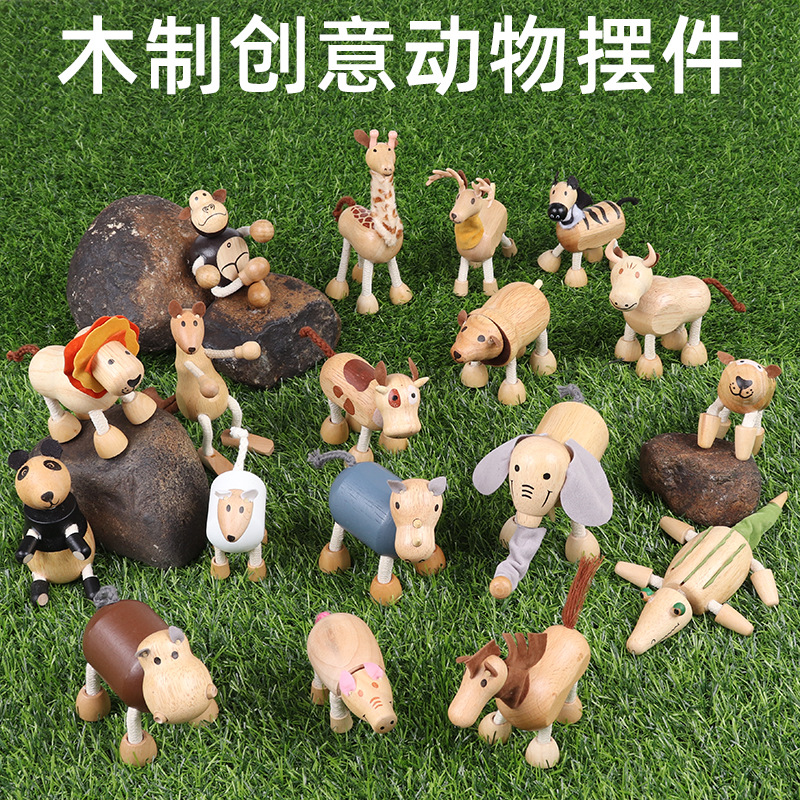 Juguetes de animales de pastizales de madera Juego de simulación para niños Muñecas de madera Granja forestal Juguetes de animales pequeños al por mayor