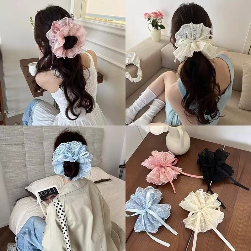 5759 자수 레이스 드로스트링 빅 사이즈 링 - 핑크