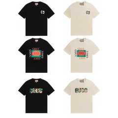 クロスボーダーGU Gujiaトレンディブランド25SS新作カジュアルルーズプリントレター絶妙でシンプルなカップルトレンドTシャツ