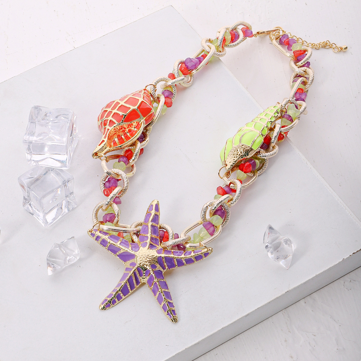 Vacation Starfish Conch Alloy Enamel Womenu0027S Necklace 1 Piece