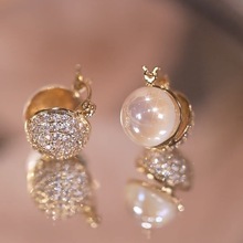 抖音同款微鑲鋯石珍珠耳釘炫彩珍珠時尚氣質銅耳環百搭氣質小清新