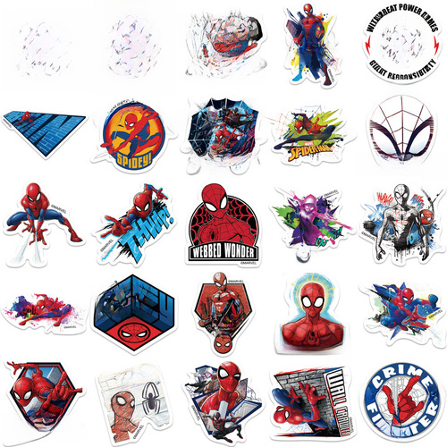 50 authentic Marvel Spider-Man doodle stickers to decorate guitar luggage DIY waterproof decal hot-selling cross-border