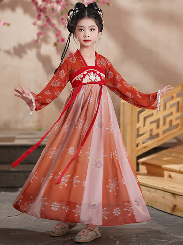 Girls Hanfu Summer  New Ancient Style Super Fairy Children's Dress Ancient Costume Princess Dress Classical Dance Performance Costume