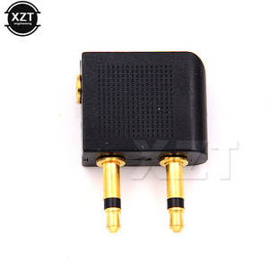 Gold-plated aviation headset conversion plug 3.5 female to double 3.5 male head one minute two aircraft head audio transfer