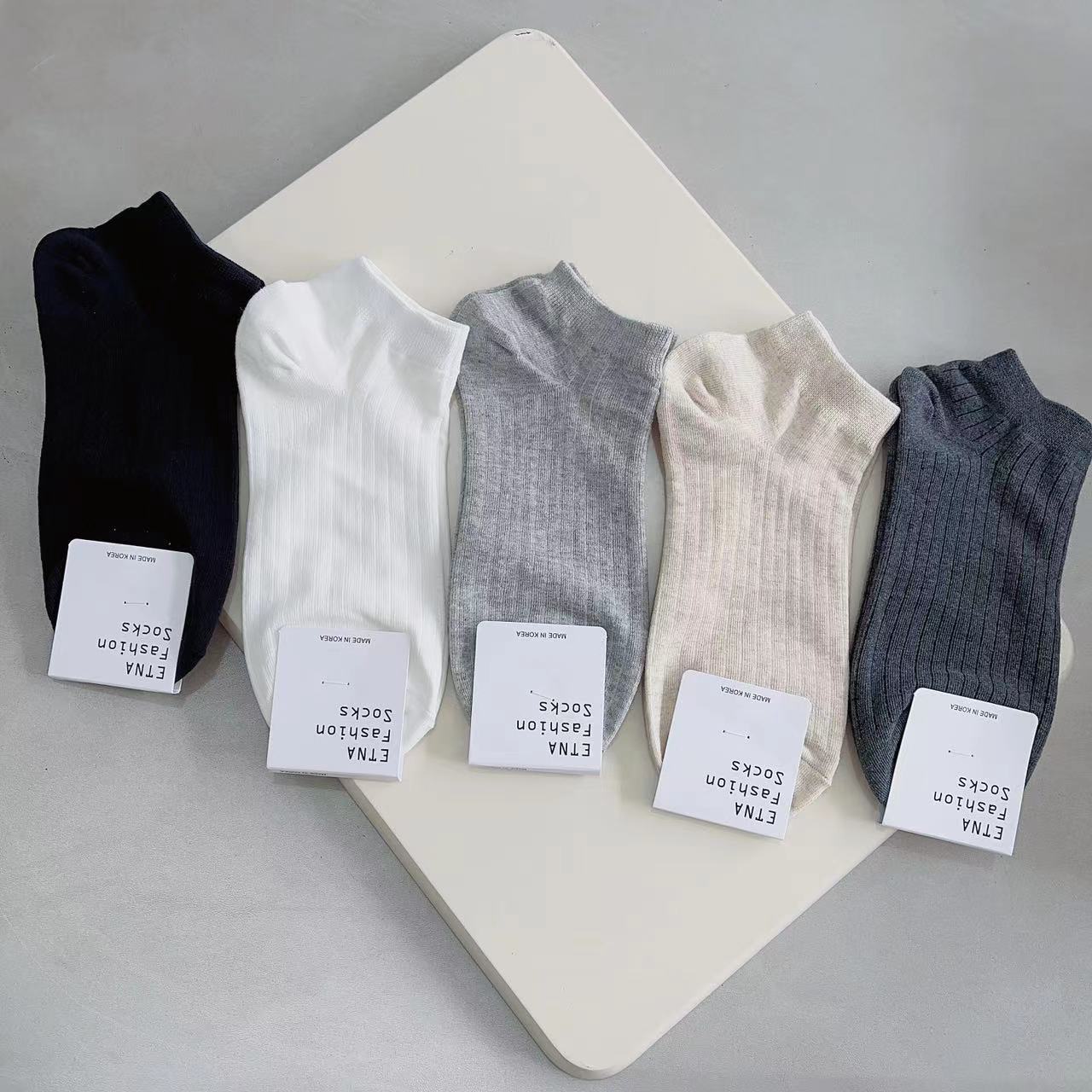 Spot Korean socks etna spring and summer pit solid color thin soft cotton socks Dongdaemun low top socks daily women's socks