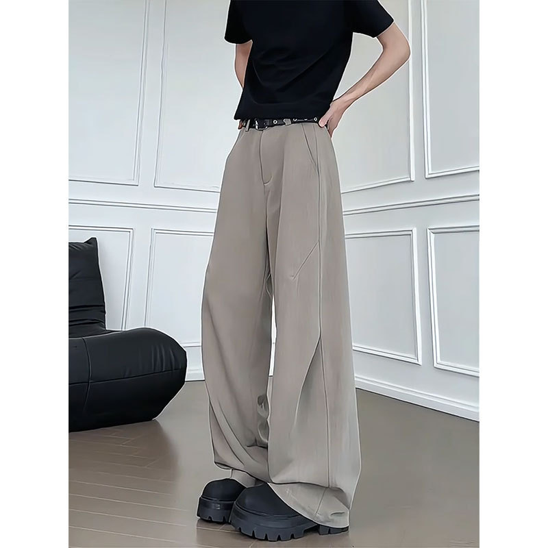 cleanfit黑色解构设计感休闲裤男款春美式高街弯刀裤子阔腿工装裤|undefined