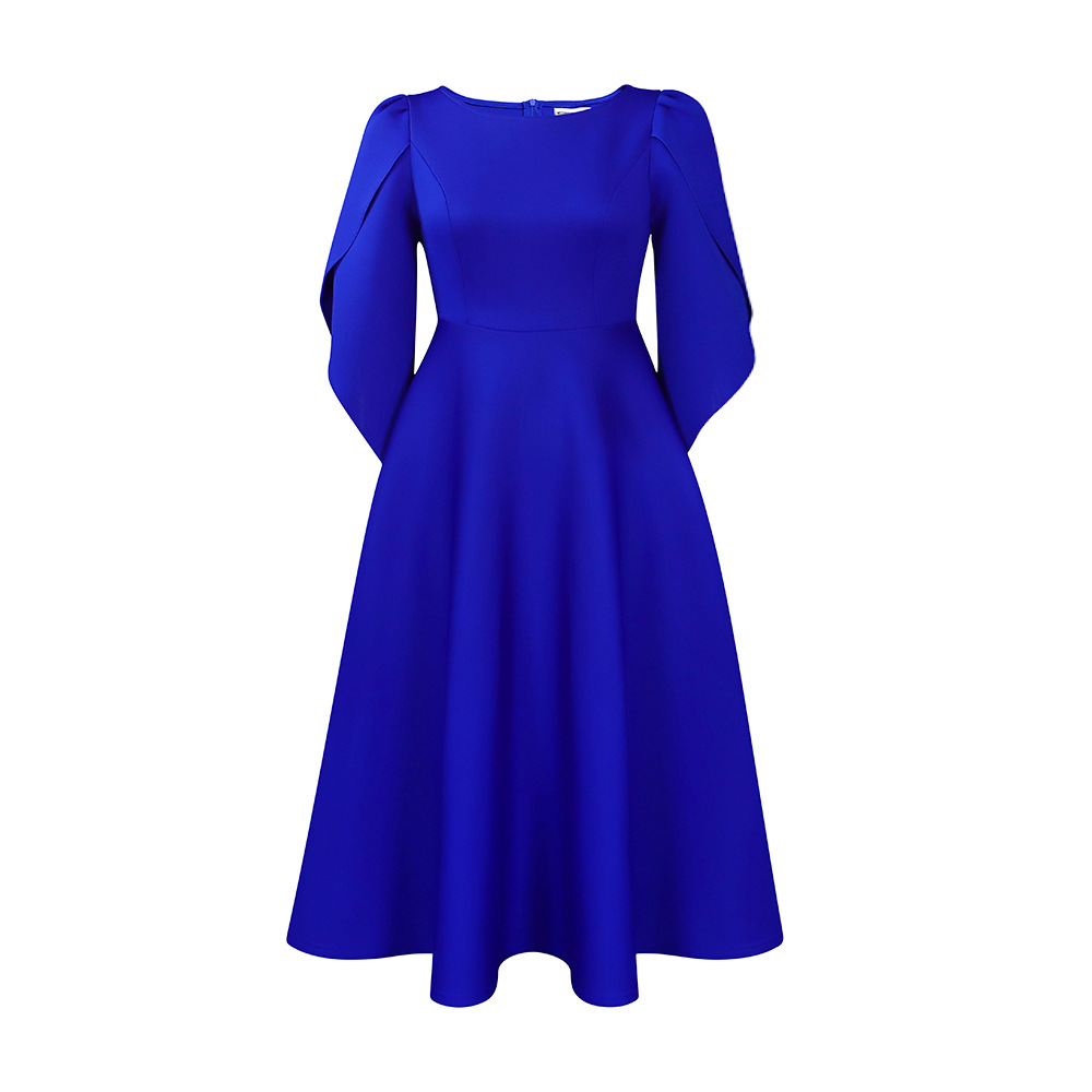 Women's Swing Dress Simple Style Round Neck 3/4 Length Sleeve Solid Color Midi Dress Holiday Daily display picture 2